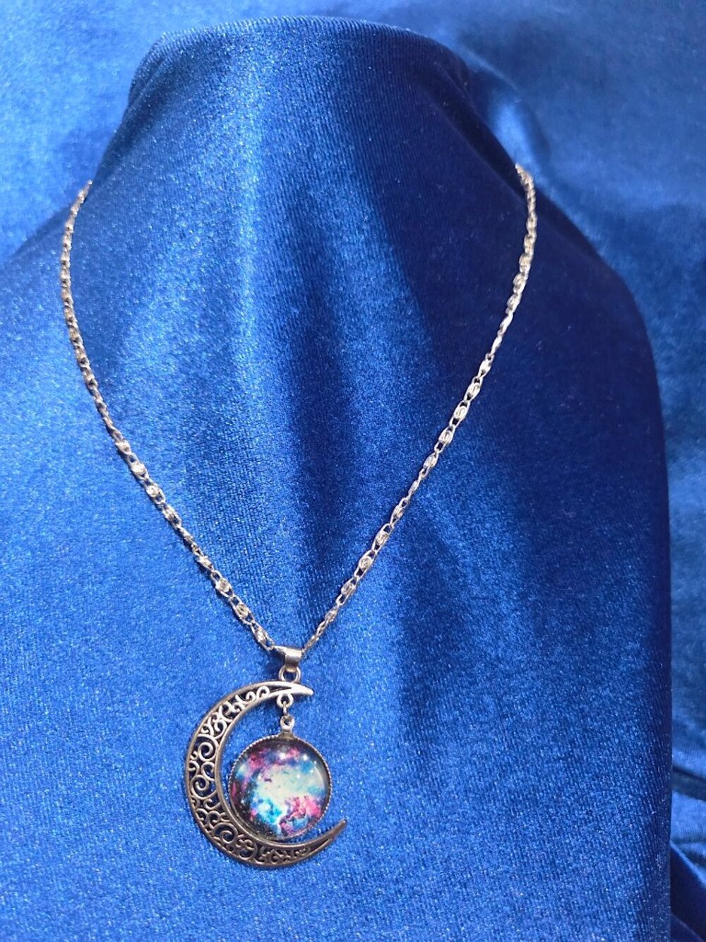 Crescent Moon Galaxy Pendant Necklace